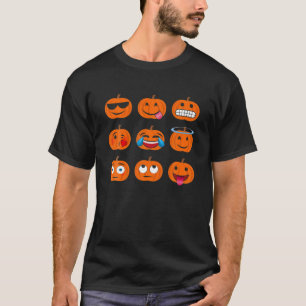 Camiseta Halloween Pumpkin Emoji Tee Gift Figurume Emotion