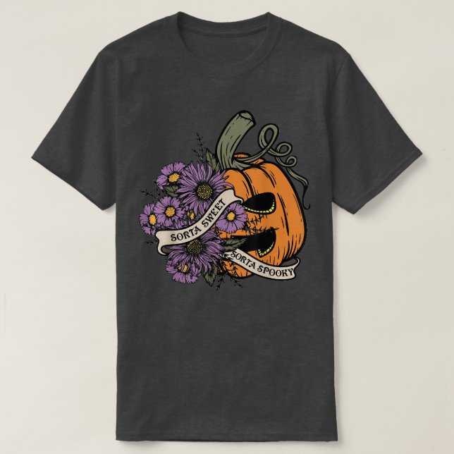 Camiseta Halloween Pumpkin Fun Sorta Sweet Sorta Spooky  (Frente do Design)