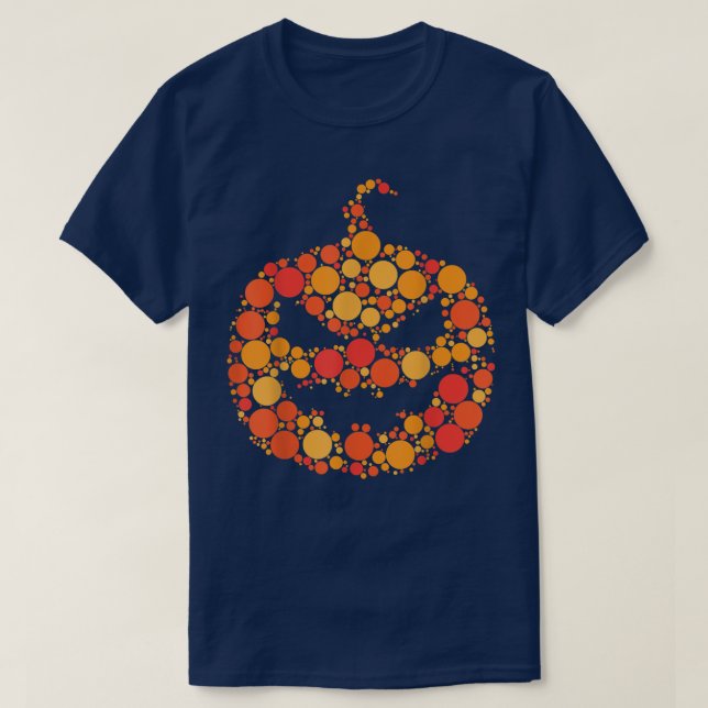 Camiseta Halloween Pumpkin Jack O Lanterna Bolinhas (Frente do Design)
