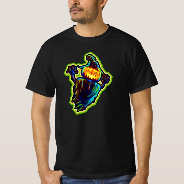 Camiseta Halloween Pumpkin Light Zombie Monster Ghost Hat T (Frente)