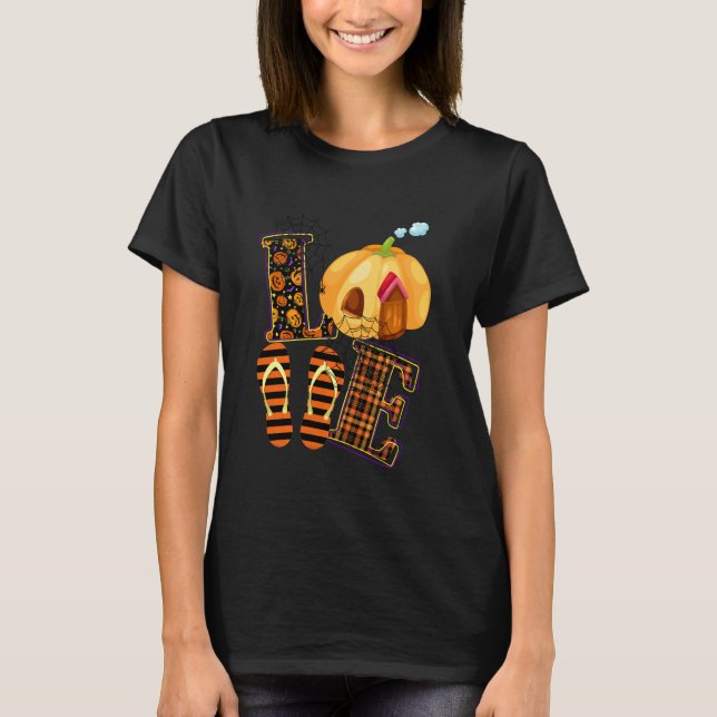Camiseta Halloween Pumpkin Sandals Laranja Xadrez Halloween (Frente)