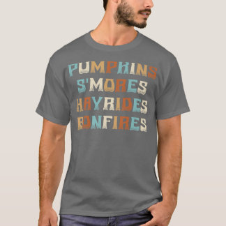 Camiseta Halloween Pumpkins Smores Hayrides Bonfire