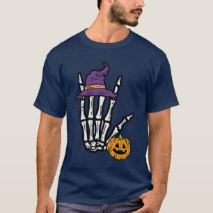 Camiseta Halloween Punk Rock Skeleton Sinal Rocker Men
