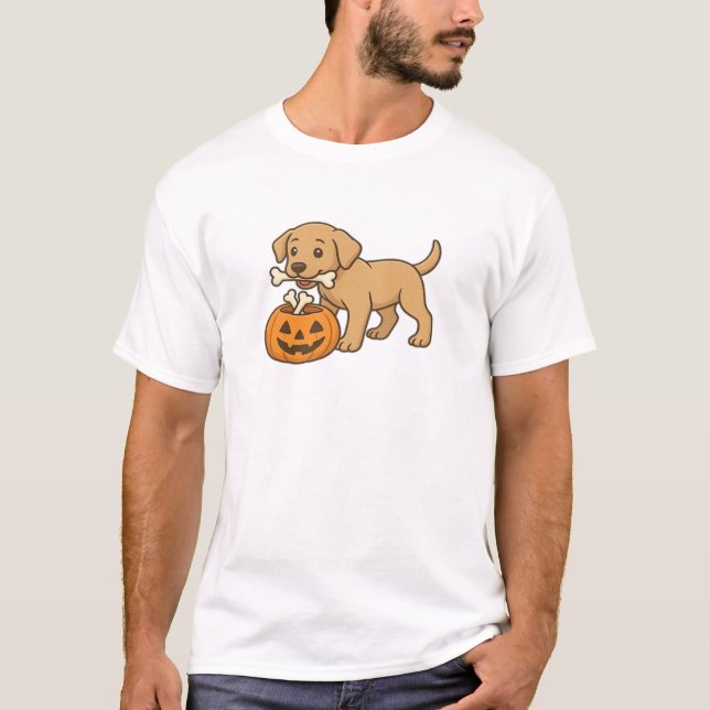 Camiseta Halloween Pup with Bones and Pumpkin Pal Classic T (Frente)