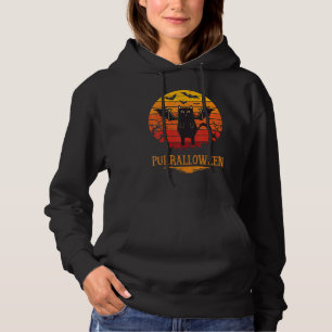 Camiseta Halloween Purralloween Ghost Black Cat Retro Mulhe
