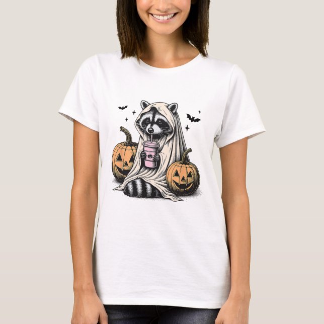 Camiseta Halloween Raccoon Ghost (Frente)