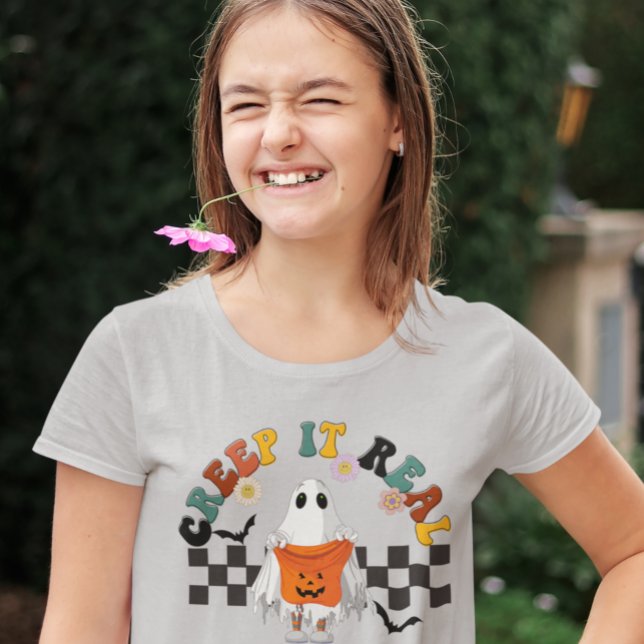 Camiseta Halloween Retro Creep it Real Ghost Cute (Criador carregado)