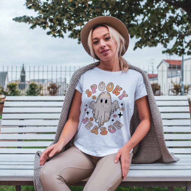 CAMISETA HALLOWEEN RETRO GROOVY SPOOKY SEASON GHOST 👻 (Criador carregado)
