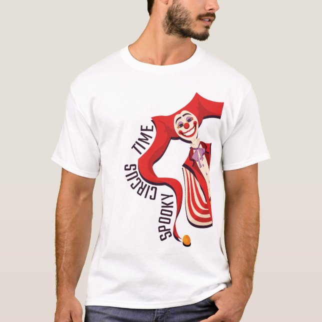 Camiseta Halloween Retro Spooky Palhaço Colorido Circo Engr (Frente)