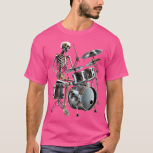 Camiseta Halloween Rocker Skeleton Tocando Tambor Playin Sk