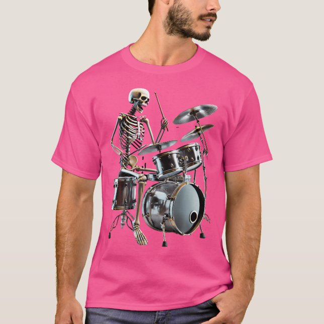 Camiseta Halloween Rocker Skeleton Tocando Tambor Playin Sk (Frente)