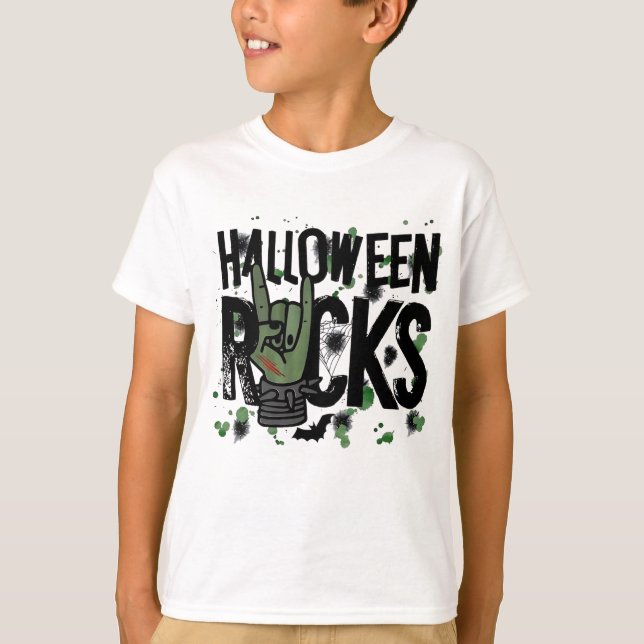 Camiseta Halloween Rocks Sign (Frente)
