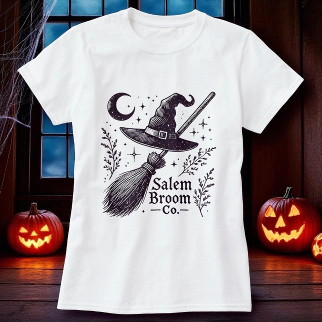 Camiseta Halloween Salem Witch Broomstick (Criador carregado)