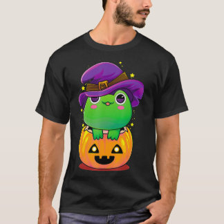 Camiseta Halloween Sapo Bruxa de Chapéu Anfíbio Pumpkin Hal