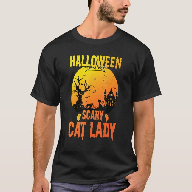 Camiseta Halloween Scary Cat Lady Cute Costume (Frente)