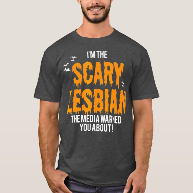 Camiseta Halloween Scary Costume lésbica Casal lésbica (Frente)