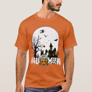 Camiseta Halloween Scary Pumpkin Moon Night on a Haunted Ho