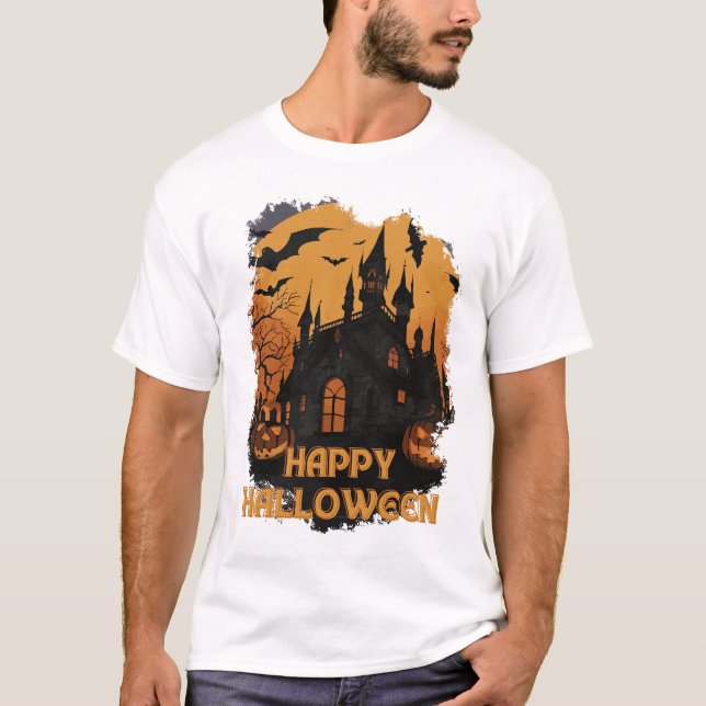 Camiseta Halloween-Schloss unter Mondlicht (Frente)