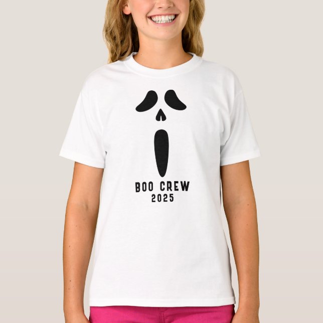 Camiseta Halloween Scream face Boo Crew 2025 trick or treat (Frente)