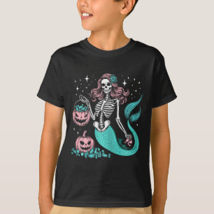 Camiseta Halloween Sereia Sereia Esqueleto Engraçado