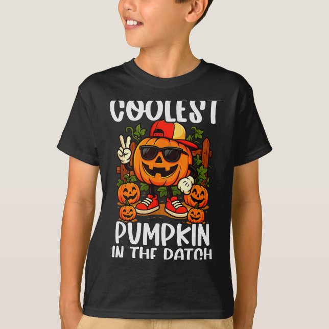 Camiseta Halloween Shirts Boys And Kids Coolest Pumpkin In  (Frente)