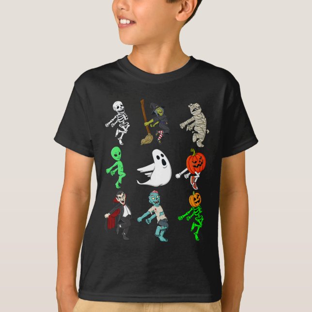 Camiseta Halloween Shoot Dance Monsters Skeleton Boys Menin (Frente)