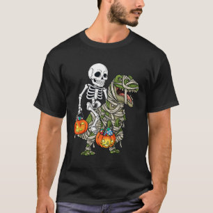 Camiseta Halloween Skeleton Andando Mummy Dinossaur T Rex D