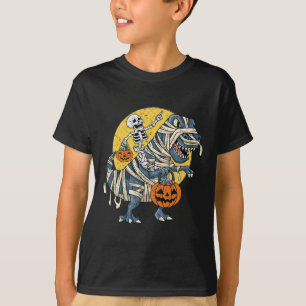 Camiseta Halloween Skeleton Andando Mummy Dinossaur T Rex P