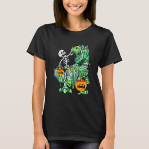 Camiseta Halloween Skeleton Andando Mummy Rex Dinosaur Kids