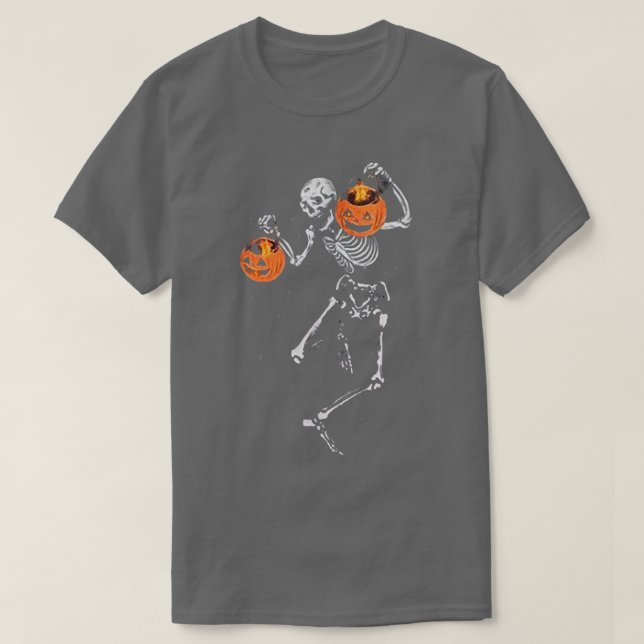 Camiseta Halloween Skeleton Dancing Candy Pumpkin JackoLant (Frente do Design)