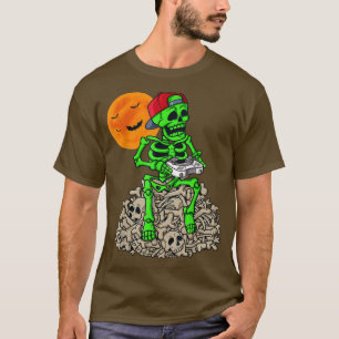 Camiseta Halloween Skeleton Gamer Boys Crianças Jovens Jove