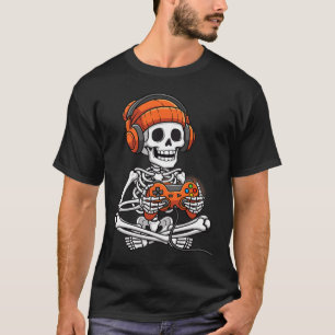 Camiseta Halloween Skeleton Gamer Video Gaming Boys Men Kid