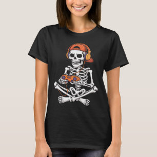 Camiseta Halloween Skeleton Gamer Video Gaming Boys Men Kid