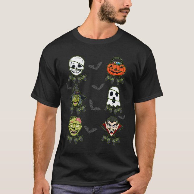 Camiseta Halloween Skeleton Gaming Bruxa Vampiro Zombie Boy (Frente)