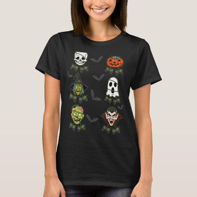 Camiseta Halloween Skeleton Gaming Witch Vampire Zombie Boy (Frente)