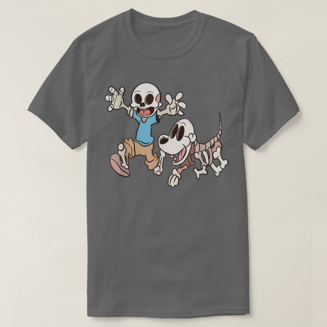 Camiseta Halloween Skeleton Human and Dog  (Frente do Design)