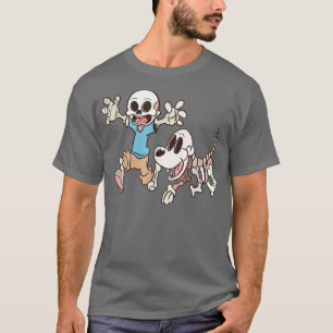 Camiseta Halloween Skeleton Human and Dog