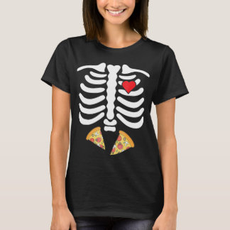 Camiseta Halloween Skeleton Junk Comida Belly Pizza T Shirt