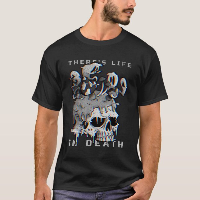 Camiseta Halloween Skeleton Life Cute Mushroom Retro Cartô (Frente)