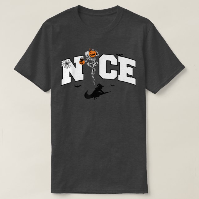 Camiseta Halloween Skeleton Pumpkin Nice Halloween Witch Fu (Frente do Design)
