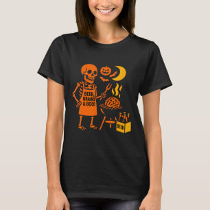 Camiseta Halloween Skeleton Rbecue Beer Brains Boo Spooky P