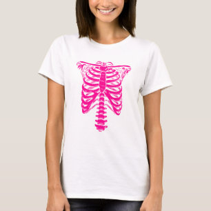 Camiseta halloween Skeleton Rib Cage rosa