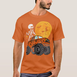 Camiseta Halloween Skeleton Riding Monster Truck Costume Ki