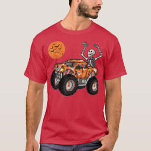Camiseta Halloween Skeleton Riding Pumpkin Truck Boys Crian