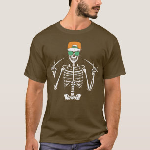 Camiseta Halloween Skeleton Rock Hand Jogando Drums Men T-S