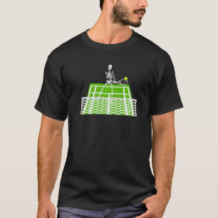 Camiseta Halloween Skeleton Skull Playing Tênis Sport Racq