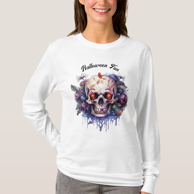 Camiseta Halloween Skeleton Tee para Ela (Frente)