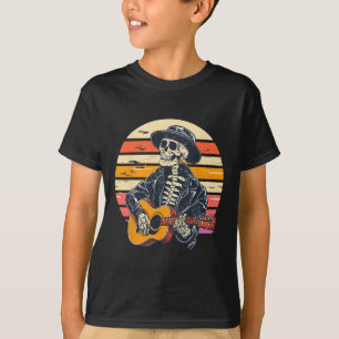 Camiseta Halloween Skeleton Tocando Guitarra Rock E Roll E