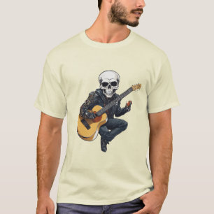 Camiseta Halloween Skeleton tocando violão