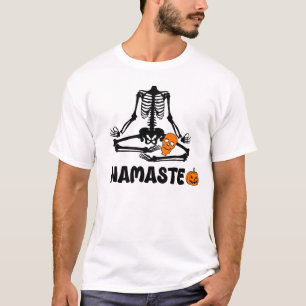 Camiseta Halloween Skeleton Yoga Namaste engraçado